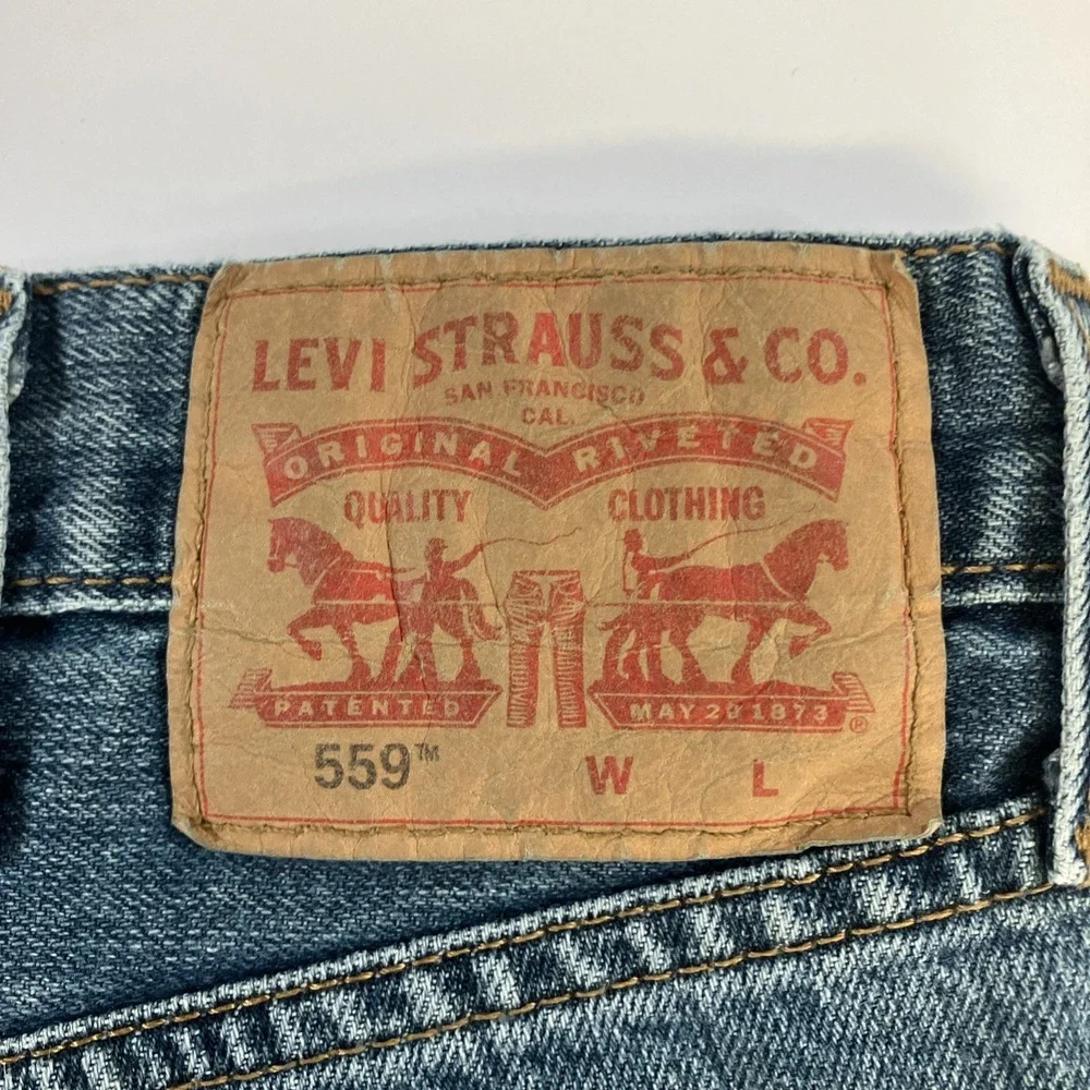 Levis 559 Jeans Mens 38x36 Blue Medium Wash Relaxed Straight Denim